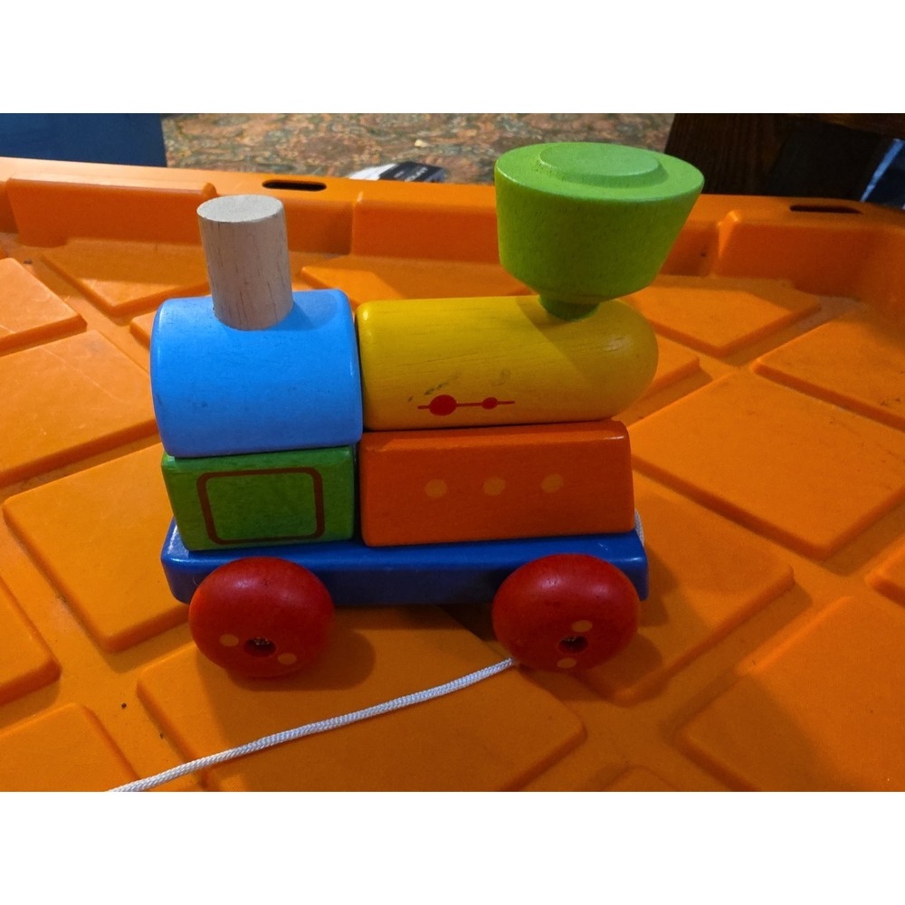 Vintage Rare HTF Plan Toys Stacking Train Wooden Toy Baby Einstein - Picture 3 of 5